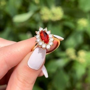 Gold & Ruby Red Gemstone Ring